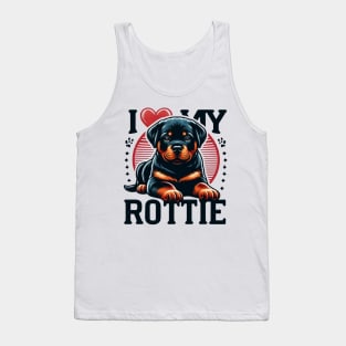 I Love My Rottie Rottweiler Puppy Cute Heart Design Tank Top